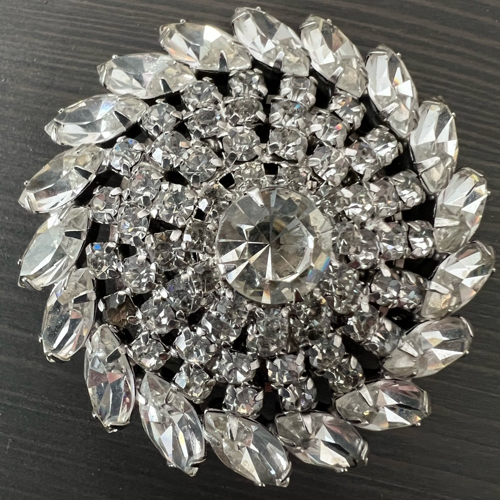 Large Vintage 1950's Rhinestone Brooch Pin
